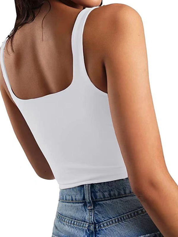 Women's Solid Color Sleeveless Crop Top in 8 Colors S-XL - Wazzi's Wear