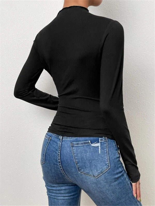 Women’s Slim Fit Long Sleeve Top in 2 Colors S-L - Wazzi's Wear