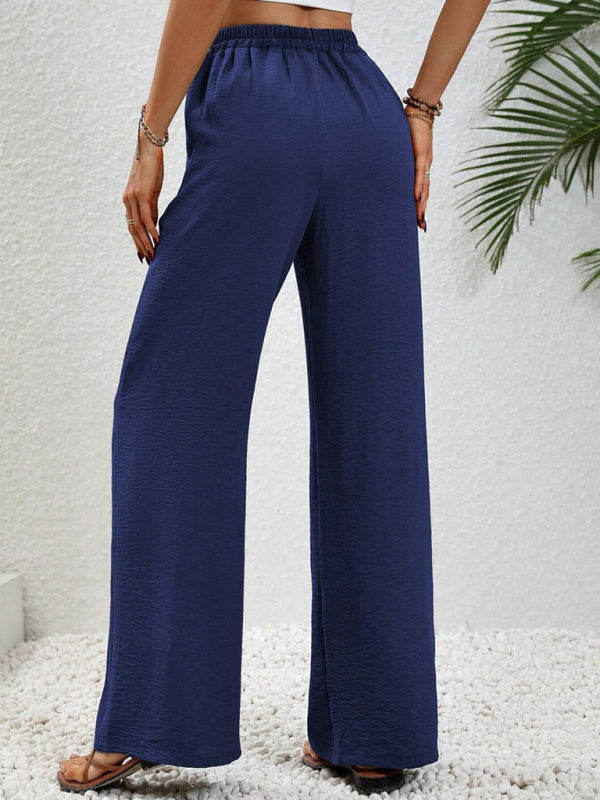 Women’s Wide Leg Pants with Elastic Waist and Pockets in 6 Colors S-XL - Wazzi's Wear