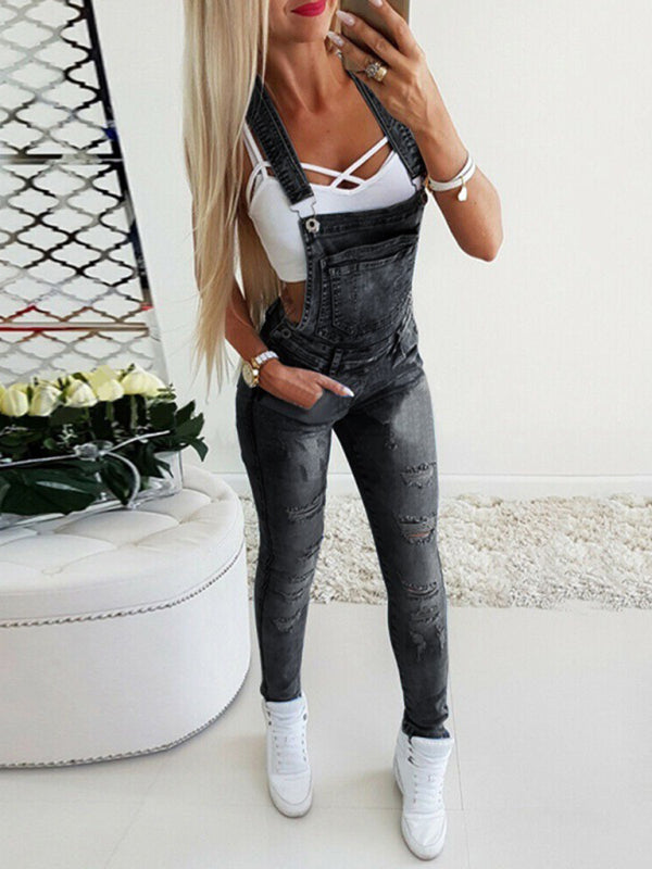Sexy Tight Overalls Hand-Teared Women's Jeans - Wazzi's Wear