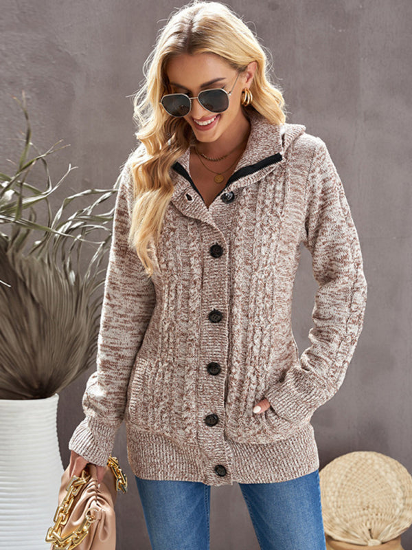 Women's Hooded Long Sleeve Knit Cardigan with Pockets in 4 Colors Sizes 4-12 - Wazzi's Wear
