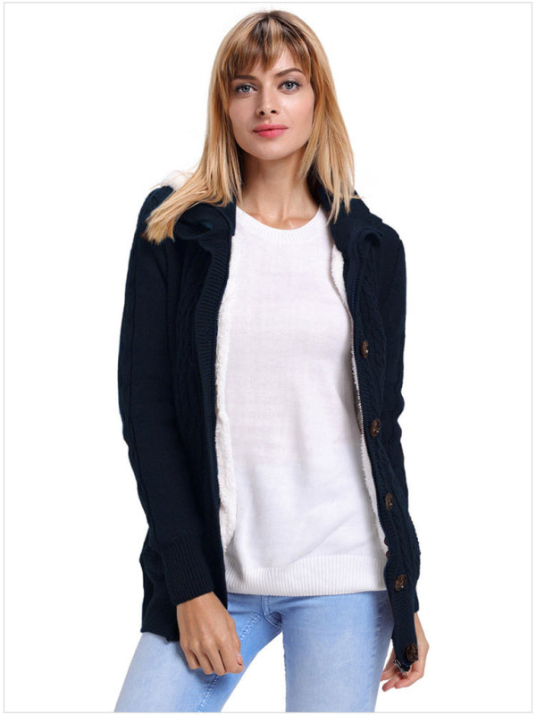 Women's Hooded Long Sleeve Knit Cardigan with Pockets in 4 Colors Sizes 4-12 - Wazzi's Wear