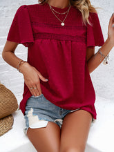 Load image into Gallery viewer, Women&#39;s Short Sleeve Ruffled Top with Lace in 6 Colors S-XL - Wazzi&#39;s Wear