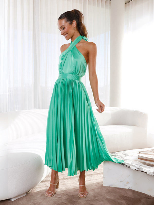 Women's Halter Neck Prom Bridesmaid Dress in 4 Colors S-XL - Wazzi's Wear