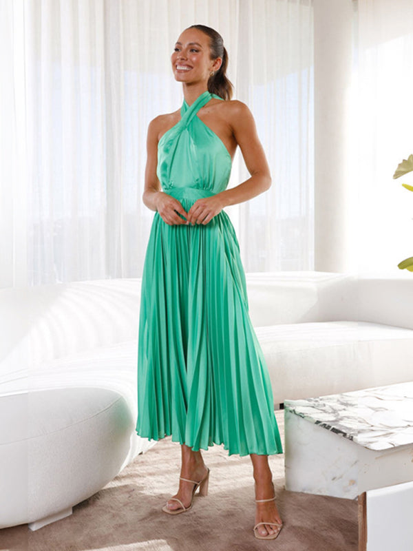 Women's Halter Neck Prom Bridesmaid Dress in 4 Colors S-XL - Wazzi's Wear