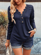 Load image into Gallery viewer, Women&#39;s V-Neck Long Sleeve Top with Lace Detail in 4 Colors S-XL - Wazzi&#39;s Wear