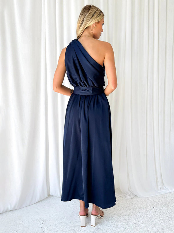 Women's One Shoulder Backless Dress in 11 Colors S-XL - Wazzi's Wear