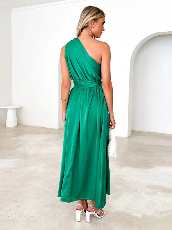 Women's One Shoulder Backless Dress in 11 Colors S-XL - Wazzi's Wear