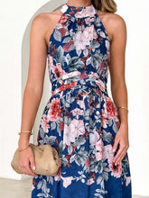 Load image into Gallery viewer, Women&#39;s Floral Halterneck Dress with Waist Tie in 2 Colors S-XL - Wazzi&#39;s Wear