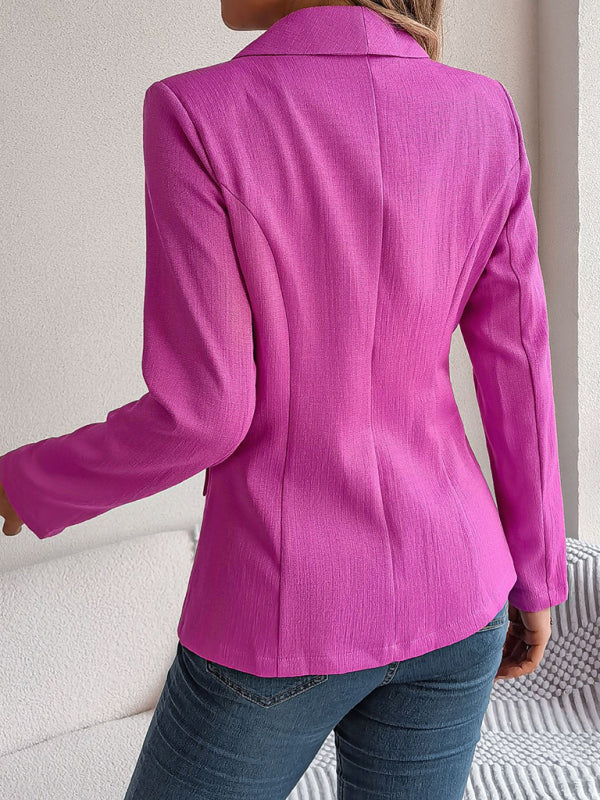 Women’s Long Sleeve One Button Blazer in 3 Colors S-XL - Wazzi's Wear