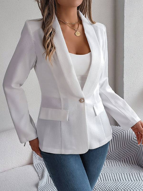 Women’s Long Sleeve One Button Blazer in 3 Colors S-XL - Wazzi's Wear