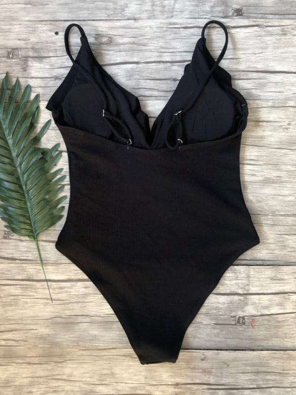Women’s Ruffled One Piece Swimsuit in 6 Colors S-XL - Wazzi's Wear