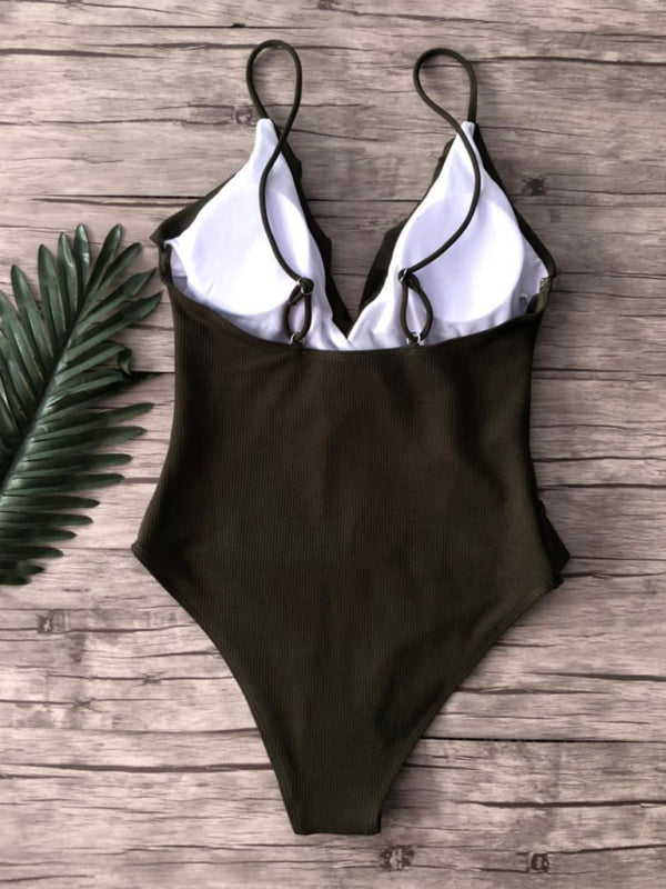 Women’s Ruffled One Piece Swimsuit in 6 Colors S-XL - Wazzi's Wear