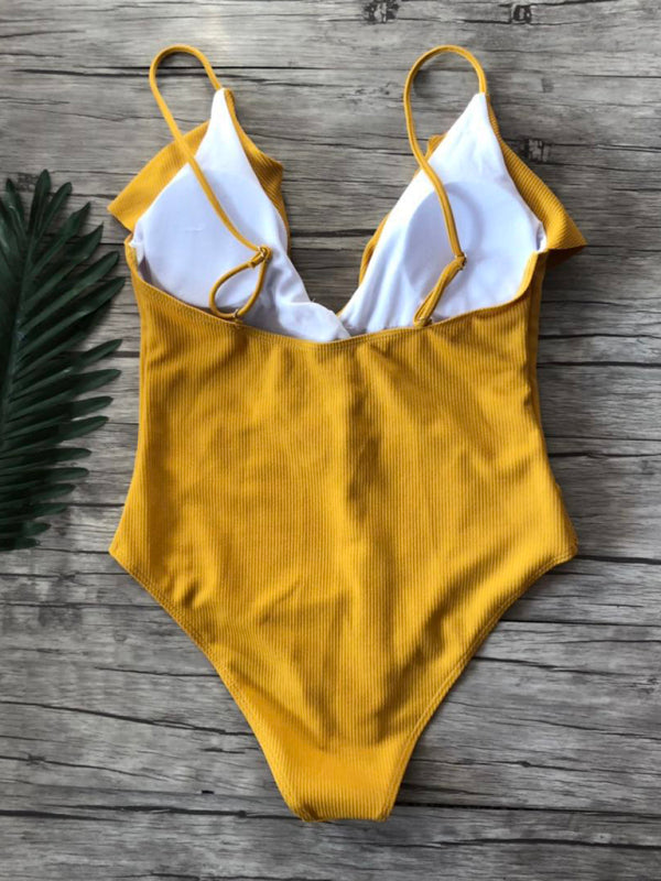 Women’s Ruffled One Piece Swimsuit in 6 Colors S-XL - Wazzi's Wear