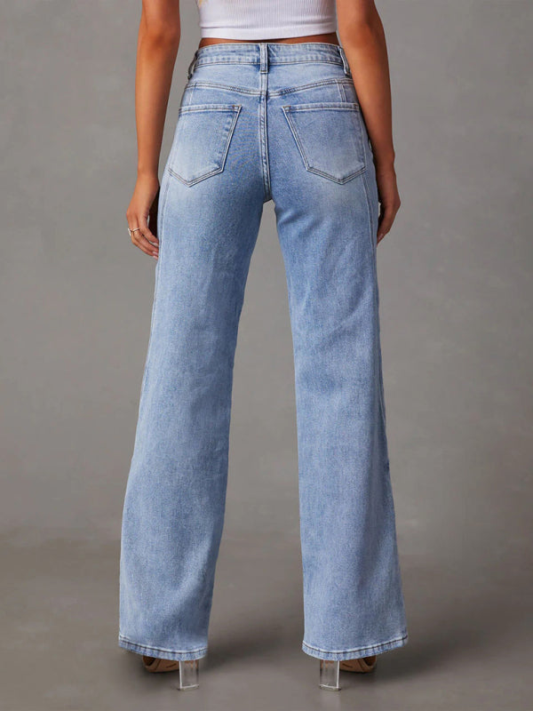Women’s Wide Leg High Waist Jeans S-XL - Wazzi's Wear