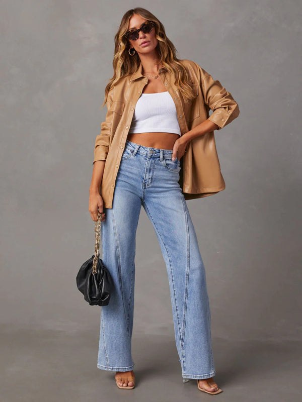 Women’s Wide Leg High Waist Jeans S-XL - Wazzi's Wear