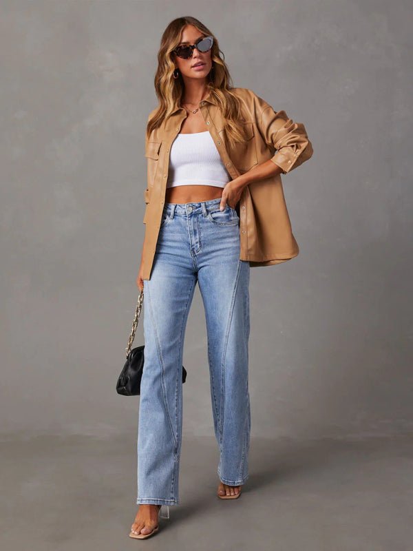 Women’s Wide Leg High Waist Jeans S-XL - Wazzi's Wear