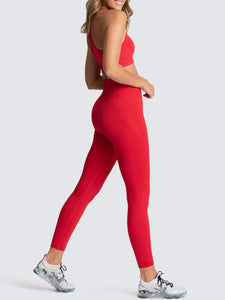 Women's Athletic Top and High Waist Legging Two-Piece Set in 13 Colors S-L