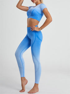 Women's Ombre Seamless Yoga Two-Piece Activewear Set in 5 Colors Sizes 4-12