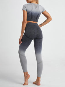 Women's Ombre Seamless Yoga Two-Piece Activewear Set in 5 Colors Sizes 4-12