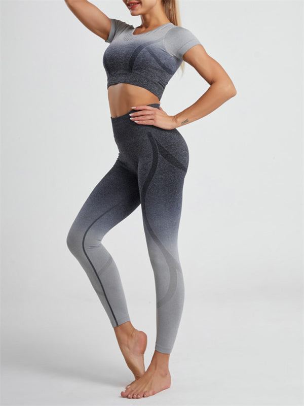 Women's Ombre Seamless Yoga Two-Piece Activewear Set in 5 Colors Sizes 4-12 - Wazzi's Wear