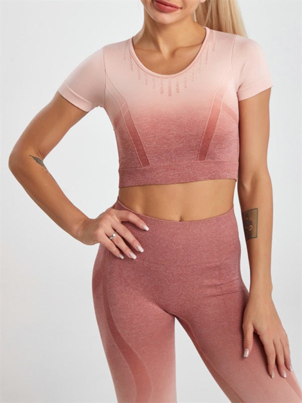 Women's Ombre Seamless Yoga Two-Piece Activewear Set in 5 Colors Sizes 4-12 - Wazzi's Wear