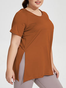 Women’s Plus Size Short Sleeve Hooded Top with Side Slit and Tie in 3 Colors Sizes 16-22