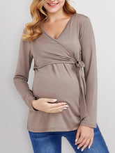 Load image into Gallery viewer, Long Sleeve V-Neck Maternity Nursing Top XS-XXXL - Wazzi&#39;s Wear