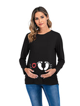 Load image into Gallery viewer, Women&#39;s Round Neck Long Sleeve Maternity Top with Baby Feet in 3 Colors - Wazzi&#39;s Wear