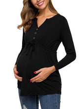 Load image into Gallery viewer, Women’s Maternity Long Sleeve Top with Buttons and Drawstring in 3 Colors S-XXL - Wazzi&#39;s Wear
