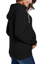 Load image into Gallery viewer, Maternity Solid Hooded Zippered Sweatshirt in 4 Colors S-2XL