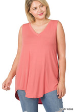 Load image into Gallery viewer, Plus Size Coral V-Neck Sleeveless Tunic - Wazzi&#39;s Wear