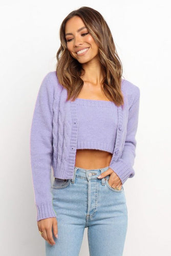 Women's Knit Top and Cardigan Two-Piece Set in 2 Colors S-XL