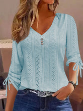 Load image into Gallery viewer, Women&#39;s Solid Long Sleeve V-Neck Top in 5 Colors Sizes 4-14