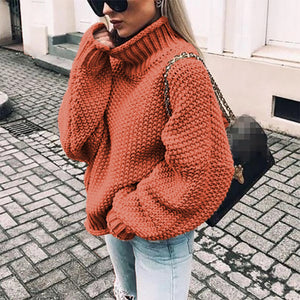 Women’s Thick Knit Long Sleeve Turtleneck Sweater in 4 Colors S-3XL - Wazzi's Wear