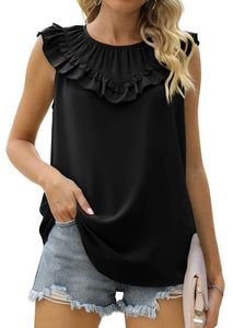 Women's Pleated Sleeveless Chiffon Top in 8 Colors Sizes 4-22