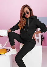 Load image into Gallery viewer, Women’s Long Sleeve Hooded Sweatshirt with Cuffed Pocketed Sweatpants Set in 4 Colors S-XL