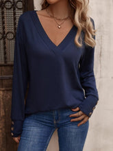Load image into Gallery viewer, Women&#39;s V-Neck Long Sleeve Top in 8 Colors S-XXL - Wazzi&#39;s Wear