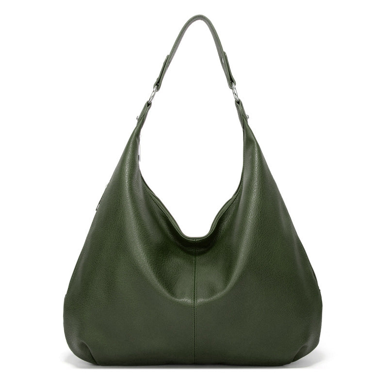 Women’s Solid Color Hand Shoulder Bag with Zipper