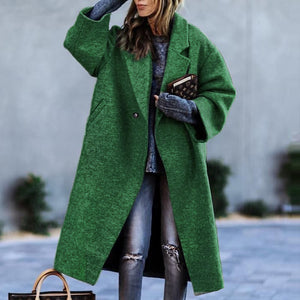 Women’s Long Sleeve Woolen Coat in 11 Colors Sizes 4-16 - Wazzi's Wear