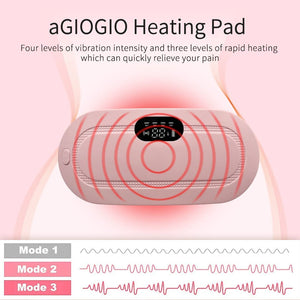Portable Cordless Heating Pad for Back or Belly with 3 Heat Levels and 4 Massage Modes