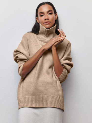 Women’s Knit Turtleneck Long Sleeve Sweater in 8 Colors S-L