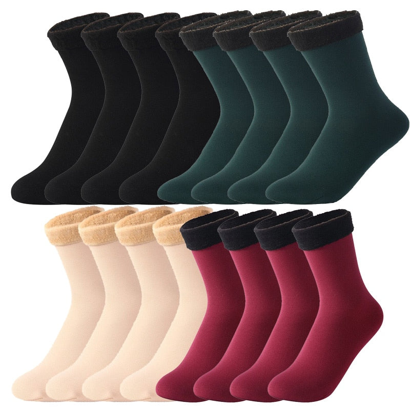 8 Pairs Women’s Warm Thermal Seamless Socks in 4 Colors - Wazzi's Wear