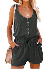 Load image into Gallery viewer, Women’s Sleeveless Romper with Side Pockets and Drawstring Waist in 6 Colors Sizes 4-26