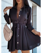 Load image into Gallery viewer, Women&#39;s Solid Color Button Down Belted Mini Shirt Dress in 4 Colors S-3XL - Wazzi&#39;s Wear