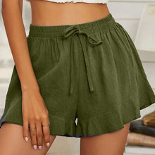 Load image into Gallery viewer, Women&#39;s Elastic Waist Ruffled Drawstring Shorts in 5 Colors Sizes 4-14