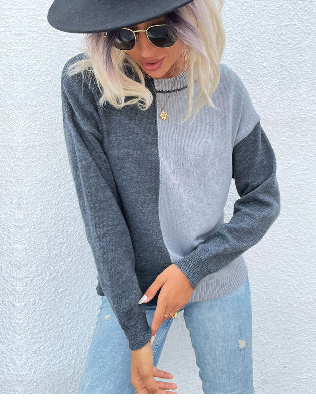 Women’s Grey Colorblock Sweater S-XL