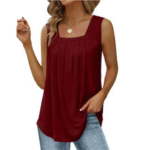 Load image into Gallery viewer, Women&#39;s Pleated Square Neck Tank Top in 7 Colors Sizes 4-18