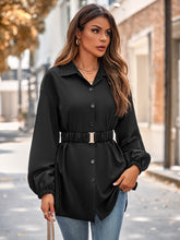 Load image into Gallery viewer, Women’s Long Sleeve Buttoned Solid Top with Belt in 3 Colors S-XL