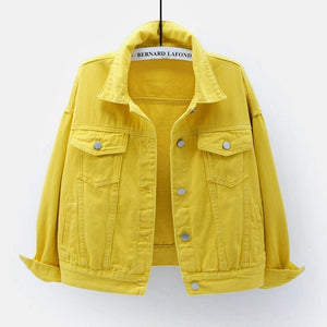 Women’s Buttoned Denim Jacket with Pockets in 11 Colors Sizes 4-16